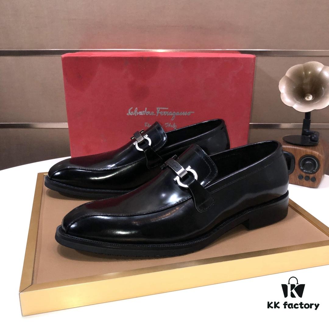 6930eba46e68136f4d9b329d Ferragamo Latest Collection Original Imported Top-Grade Calfskin Leather Loafer with Premium Lamb Leather Lining, Authentic Luxury Metal Buckle and Original Combined Sole