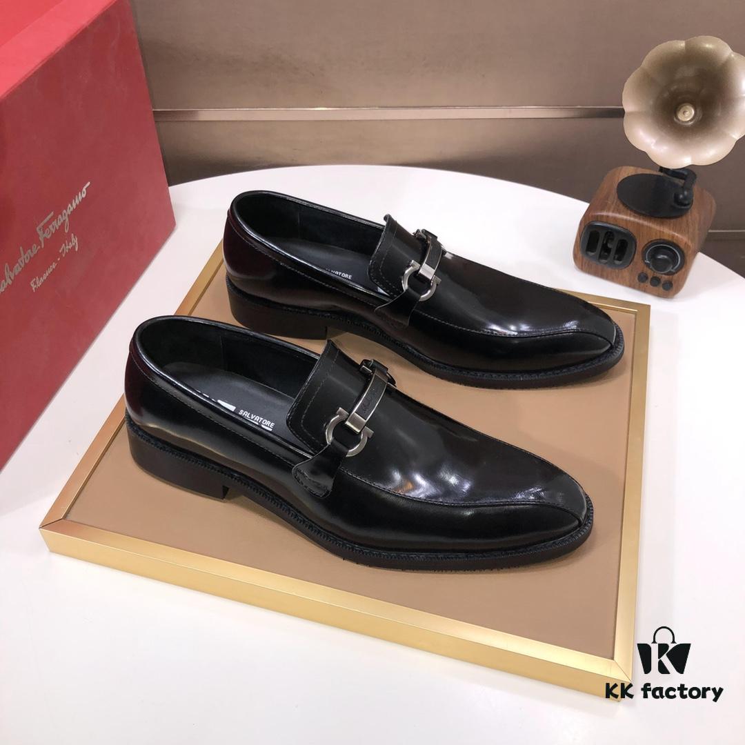 6930eba46e68136f4d9b329e Ferragamo Latest Collection Original Imported Top-Grade Calfskin Leather Loafer with Premium Lamb Leather Lining, Authentic Luxury Metal Buckle and Original Combined Sole