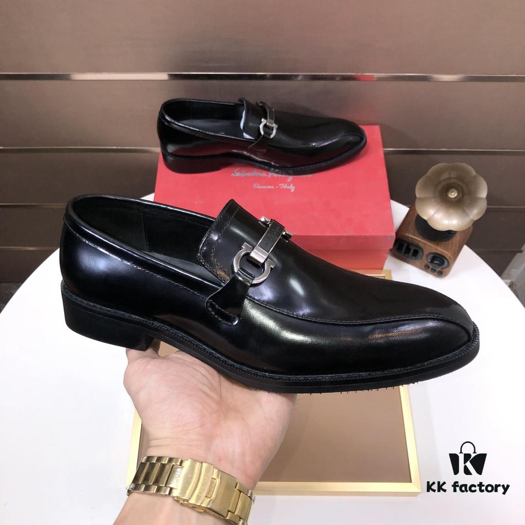 6930eba46e68136f4d9b329f Ferragamo Latest Collection Original Imported Top-Grade Calfskin Leather Loafer with Premium Lamb Leather Lining, Authentic Luxury Metal Buckle and Original Combined Sole