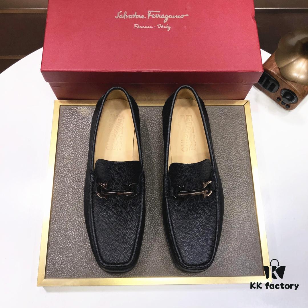 6930ebaa6e68136f4d9b32a5 Ferragamo Latest Design Original Imported Top-Grade Calfskin Leather Shoes with Water-Dyed Leather Lining and Authentic Luxury Metal Buckle