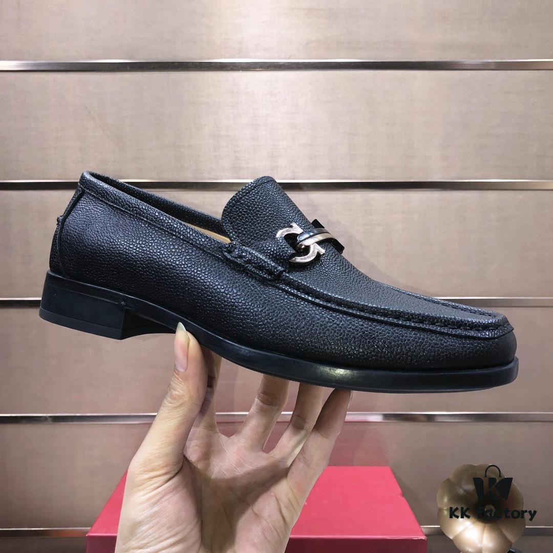6930ebaa6e68136f4d9b32a8 Ferragamo Latest Design Original Imported Top-Grade Calfskin Leather Shoes with Water-Dyed Leather Lining and Authentic Luxury Metal Buckle