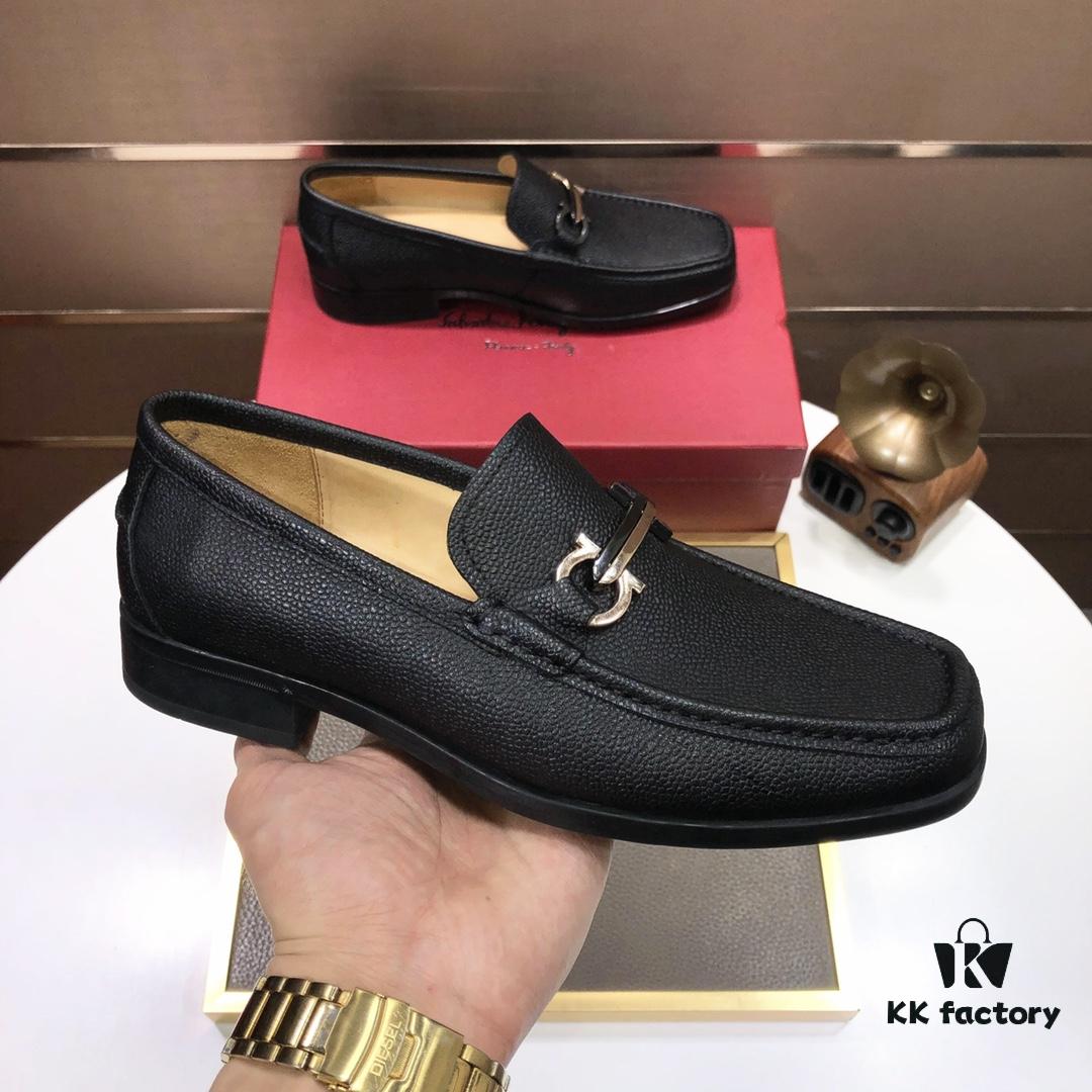 6930ebac6e68136f4d9b32aa Ferragamo Latest Design Original Imported Top-Grade Calfskin Leather Shoes with Water-Dyed Leather Lining and Authentic Luxury Metal Buckle