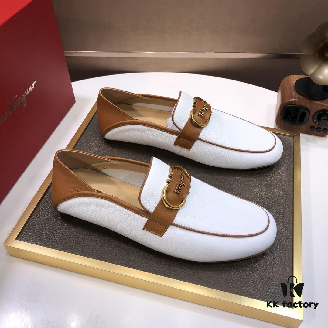 6930ebc06e68136f4d9b32cc Ferragamo Latest Model Genuine Imported Top-Grade Cowhide Handwoven Loafers with Premium Calfskin Lining and Original Luxury Metal Buckle