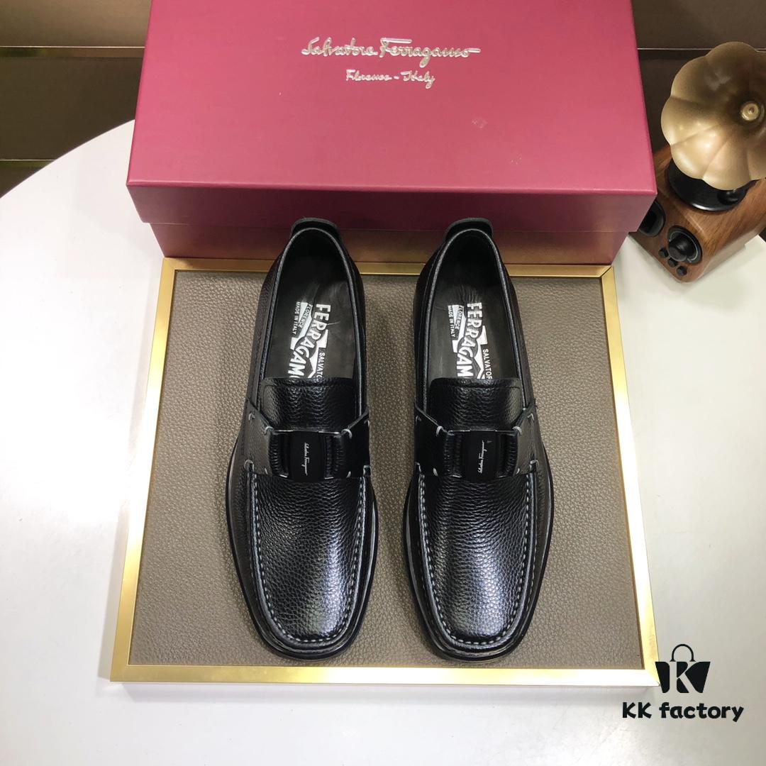 6930ebcc6e68136f4d9b32de Ferragamo Latest Collection Genuine Imported Calfskin Leather Shoes with Dyed Lamb Skin Lining and Original Luxury Metal Buckle