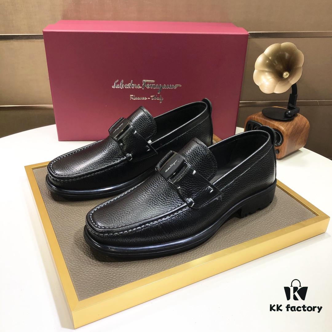 6930ebcd6e68136f4d9b32df Ferragamo Latest Collection Genuine Imported Calfskin Leather Shoes with Dyed Lamb Skin Lining and Original Luxury Metal Buckle