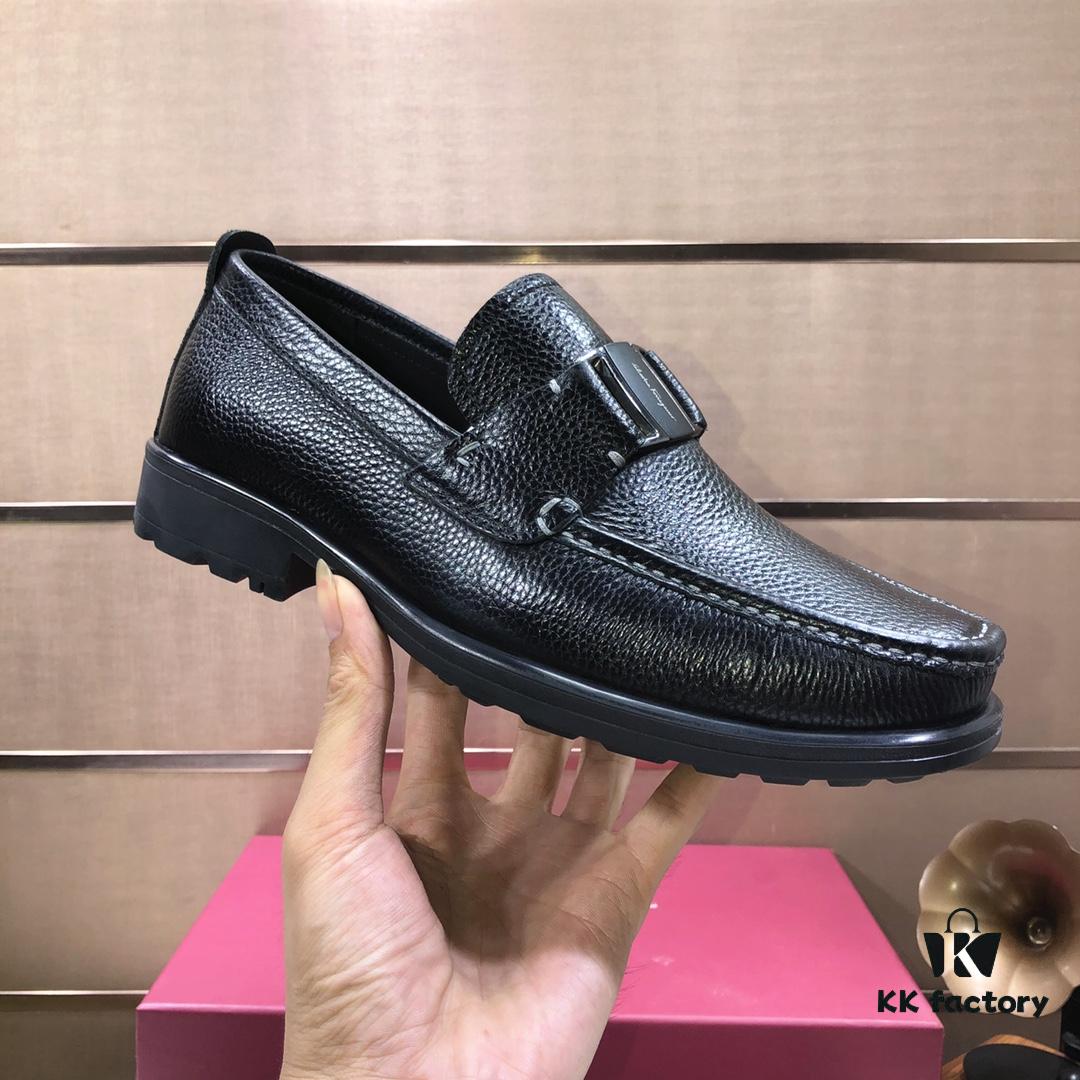 6930ebd06e68136f4d9b32e3 Ferragamo Latest Collection Genuine Imported Calfskin Leather Shoes with Dyed Lamb Skin Lining and Original Luxury Metal Buckle