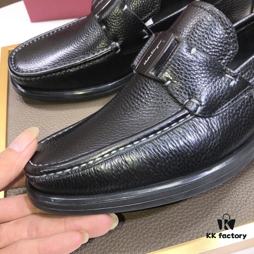 6930ebd16e68136f4d9b32e4 Ferragamo Latest Collection Genuine Imported Calfskin Leather Shoes with Dyed Lamb Skin Lining and Original Luxury Metal Buckle
