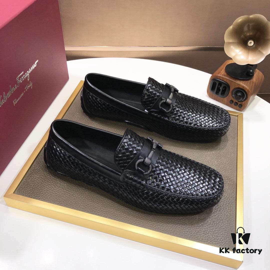6930ebd86e68136f4d9b32f1 Ferragamo Latest Collection Original Imported Top-Grade Calfskin Leather Loafers with Signature Metal Detail