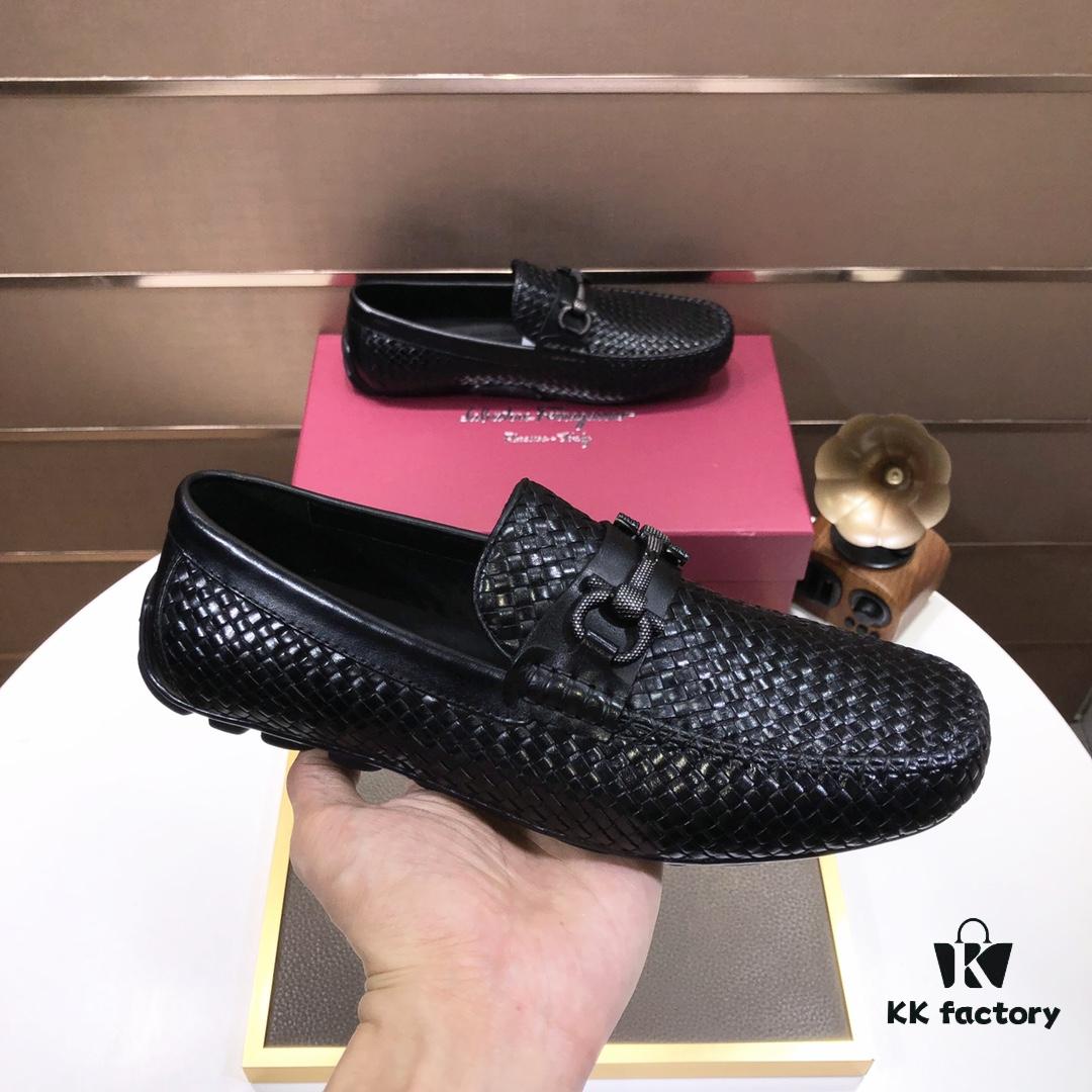 6930ebd96e68136f4d9b32f2 Ferragamo Latest Collection Original Imported Top-Grade Calfskin Leather Loafers with Signature Metal Detail