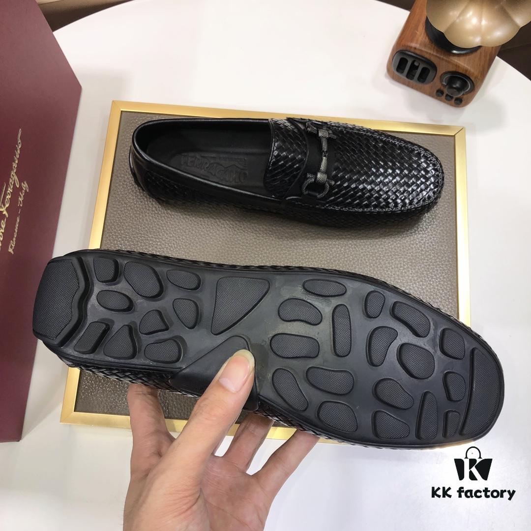 6930ebd96e68136f4d9b32f3 Ferragamo Latest Collection Original Imported Top-Grade Calfskin Leather Loafers with Signature Metal Detail