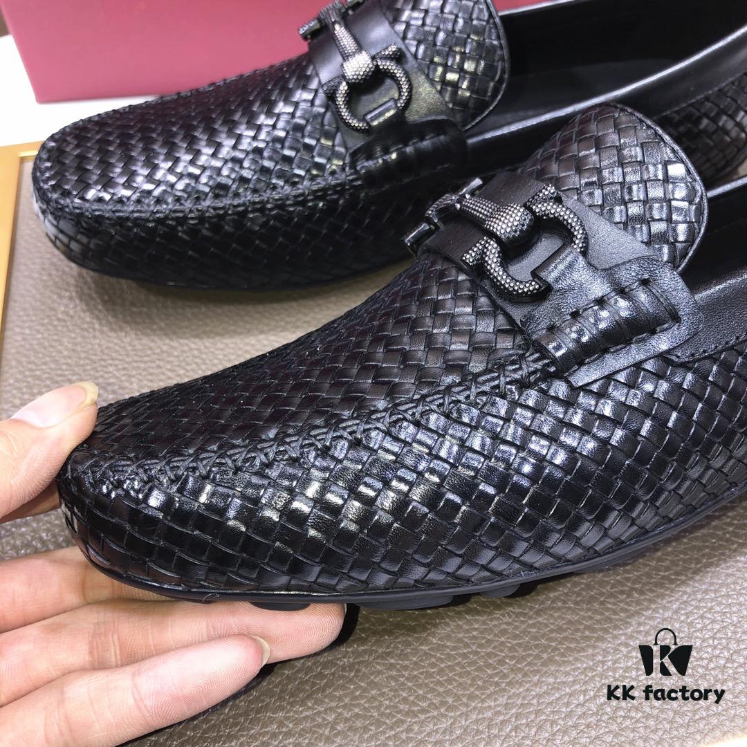 6930ebd96e68136f4d9b32f4 Ferragamo Latest Collection Original Imported Top-Grade Calfskin Leather Loafers with Signature Metal Detail