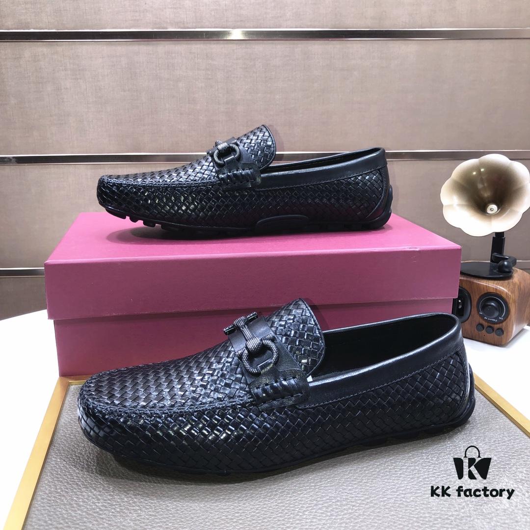 6930ebe26e68136f4d9b3301 Ferragamo Latest Collection Original Imported Top-Grade Calfskin Leather Loafers with Signature Metal Detail