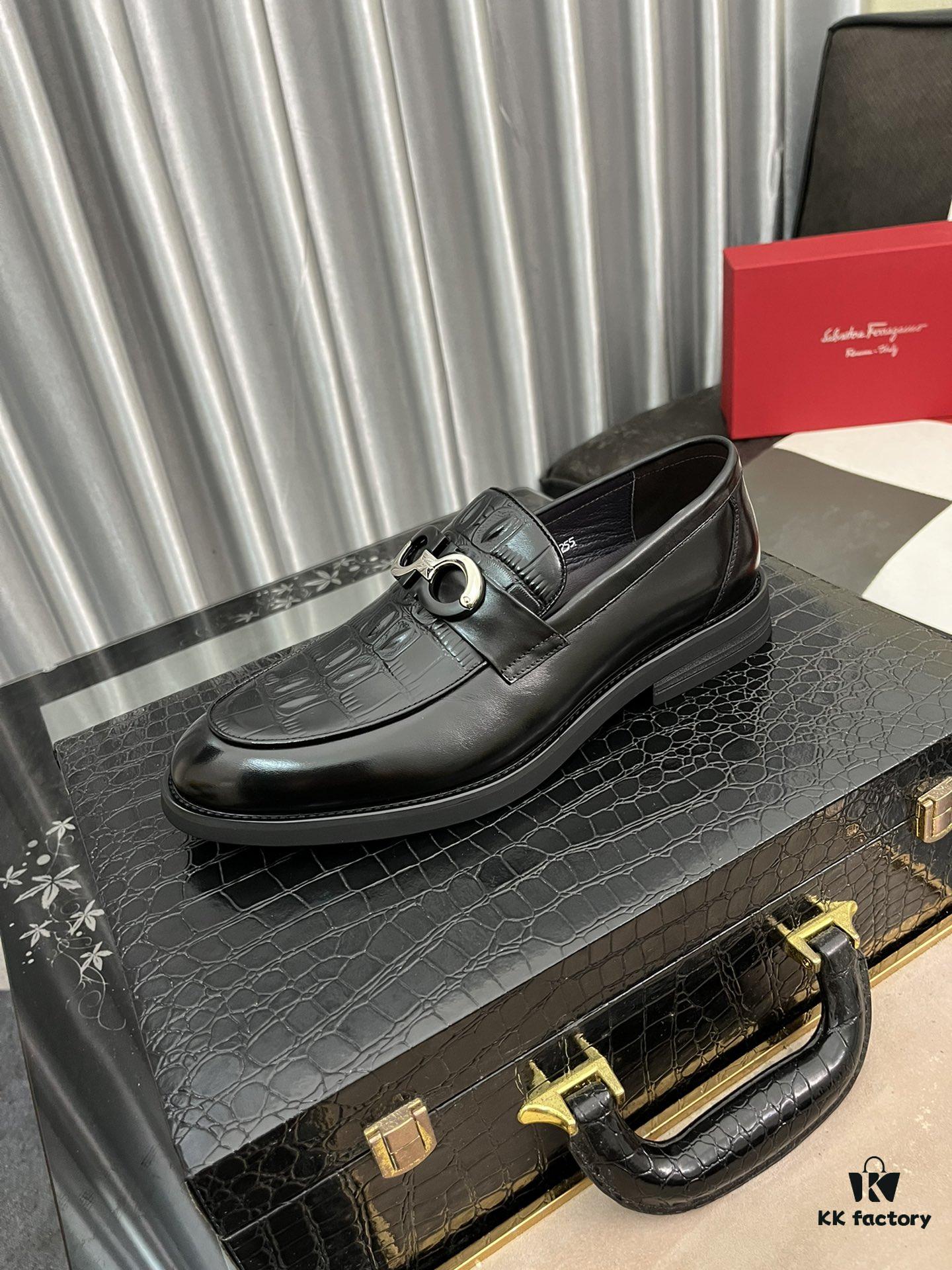 6930ebe76e68136f4d9b330b 【Ferragamo】 Hong Kong Original Quality Loafers, Premium Italian Glossy Leather Men's Slip-on Casual Shoes, Top-Grade Lamb Lining, Non-slip Durable Rubber Sole