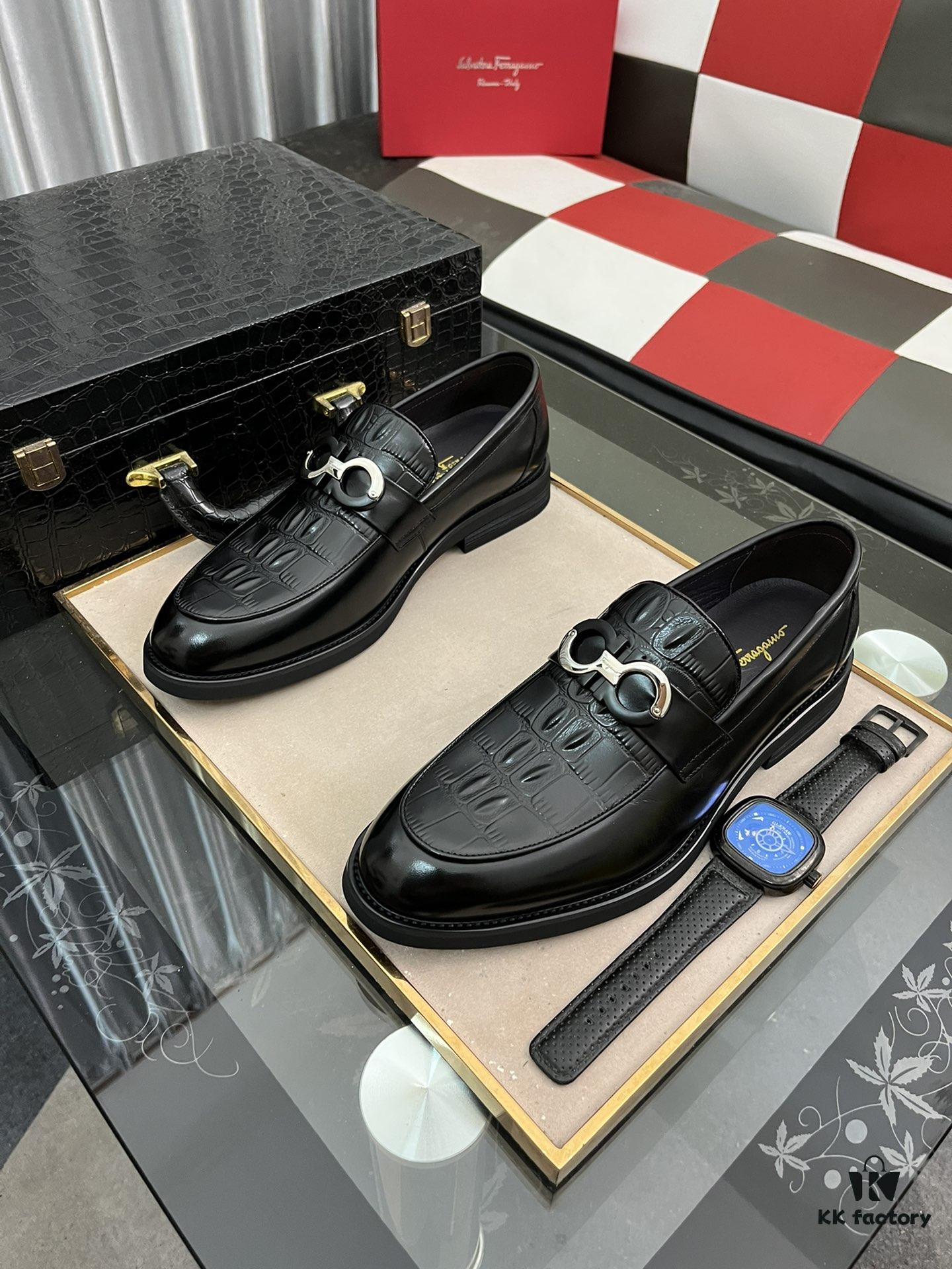 6930ebe96e68136f4d9b330c 【Ferragamo】 Hong Kong Original Quality Loafers, Premium Italian Glossy Leather Men's Slip-on Casual Shoes, Top-Grade Lamb Lining, Non-slip Durable Rubber Sole