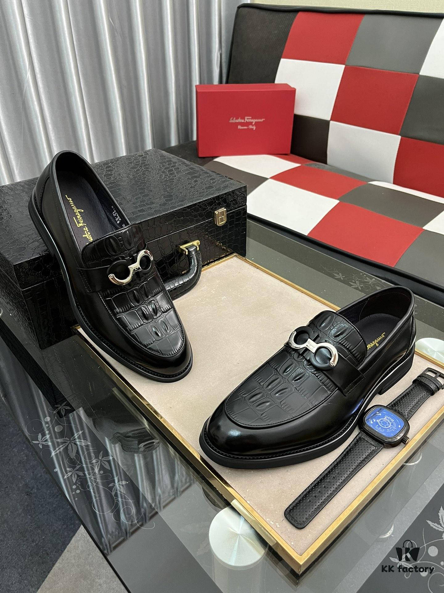6930ebe96e68136f4d9b330d 【Ferragamo】 Hong Kong Original Quality Loafers, Premium Italian Glossy Leather Men's Slip-on Casual Shoes, Top-Grade Lamb Lining, Non-slip Durable Rubber Sole