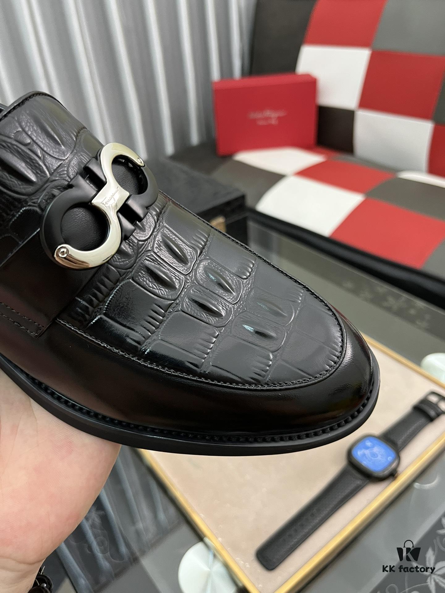6930ebeb6e68136f4d9b3310 【Ferragamo】 Hong Kong Original Quality Loafers, Premium Italian Glossy Leather Men's Slip-on Casual Shoes, Top-Grade Lamb Lining, Non-slip Durable Rubber Sole