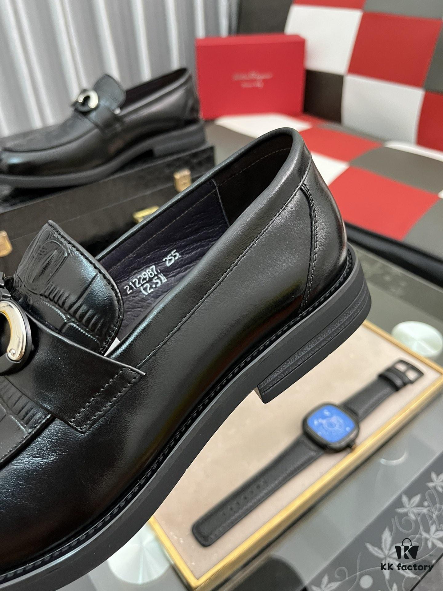 6930ebeb6e68136f4d9b3312 【Ferragamo】 Hong Kong Original Quality Loafers, Premium Italian Glossy Leather Men's Slip-on Casual Shoes, Top-Grade Lamb Lining, Non-slip Durable Rubber Sole