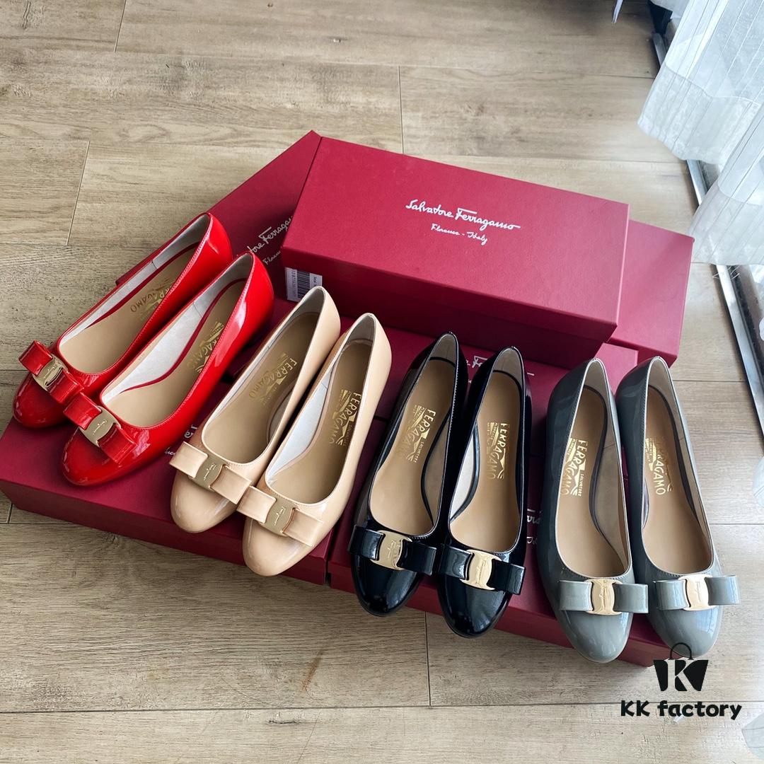 Ferragamo Leather Buckle Mid-Heel Women's Shoes - Premium Replica