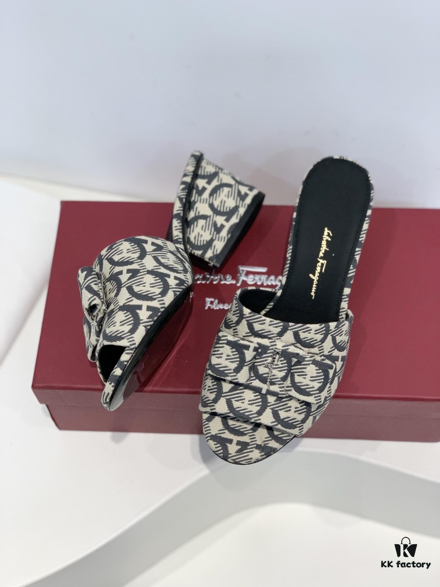 6930ebfa6e68136f4d9b3326 Salvatore Ferragamo Viva Chunky Heel Open-Toe Sandals with Classic Droplet Heel and Oversized Bow, Spring/Summer New Arrival