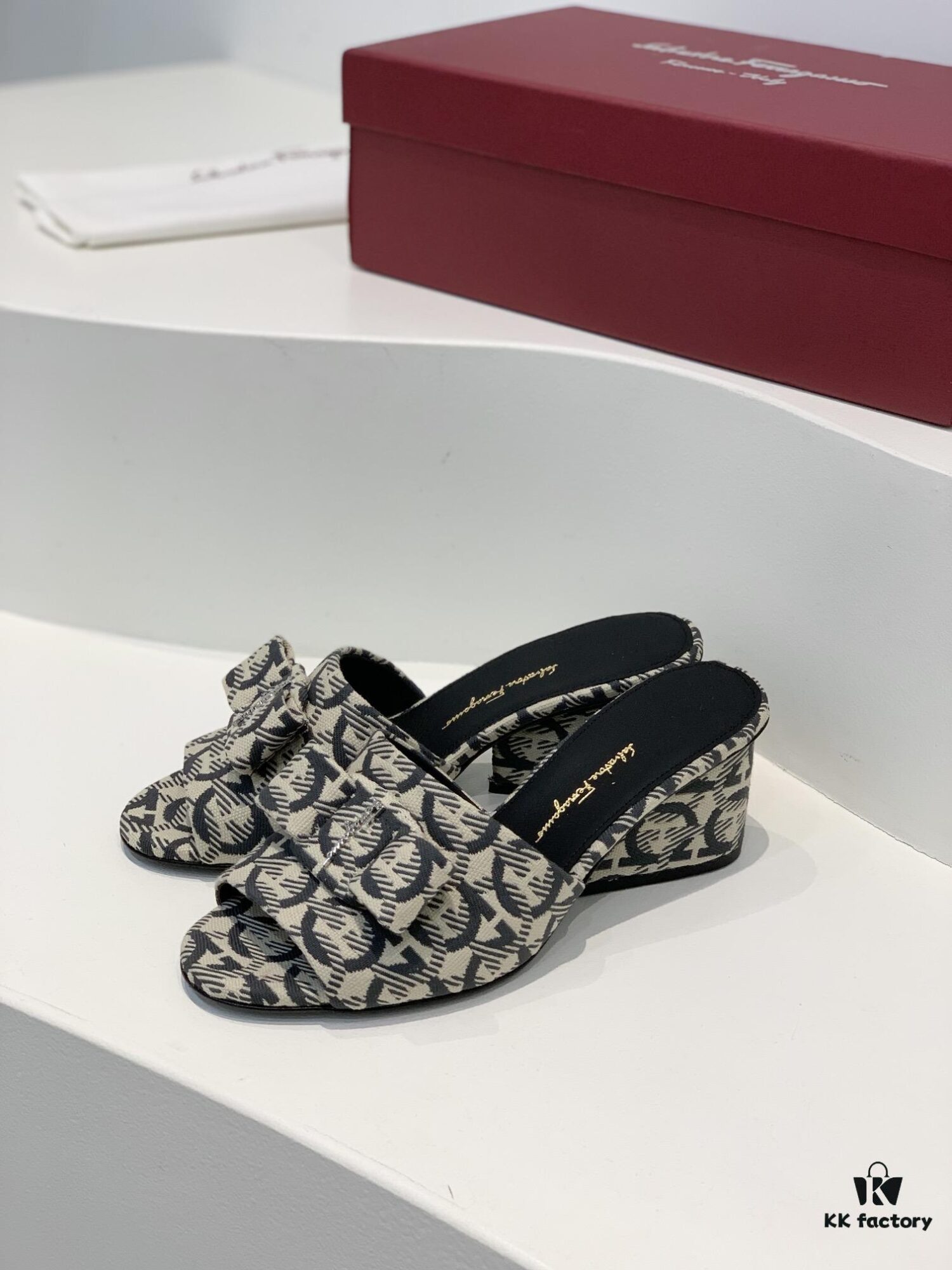 6930ebfe6e68136f4d9b332b Salvatore Ferragamo Viva Chunky Heel Open-Toe Sandals with Classic Droplet Heel and Oversized Bow, Spring/Summer New Arrival