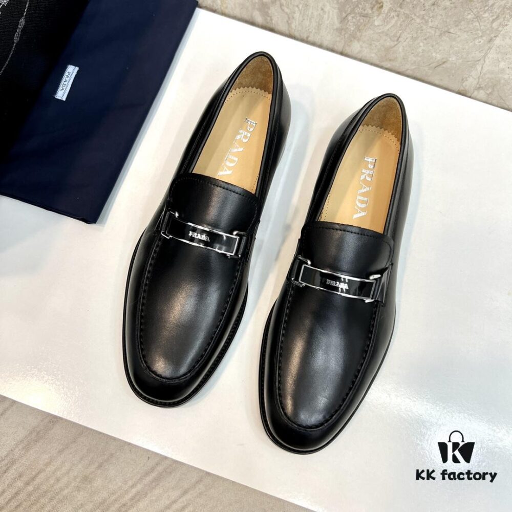 Top-tier Original Order PRADA Men's Luxury Dress Shoes, Genuine Calfskin, Handcrafted with Premium Leather Linings and Soles