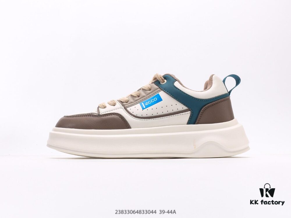 6930ed246e68136f4d9b34cd ECCO Casual Men's Shoes for Autumn, Height-Increasing Round-Toe White Sneakers, Urban Lightweight Series with Combined Full Grain and Split Cowhide Upper, Fashionable and Stylish Design, Simple Thick Lace Closure for Adjustable Fit, PU Thickened Sole with Arch and Heel Support for Comfort and Stability, Versatile and Minimalist Look
