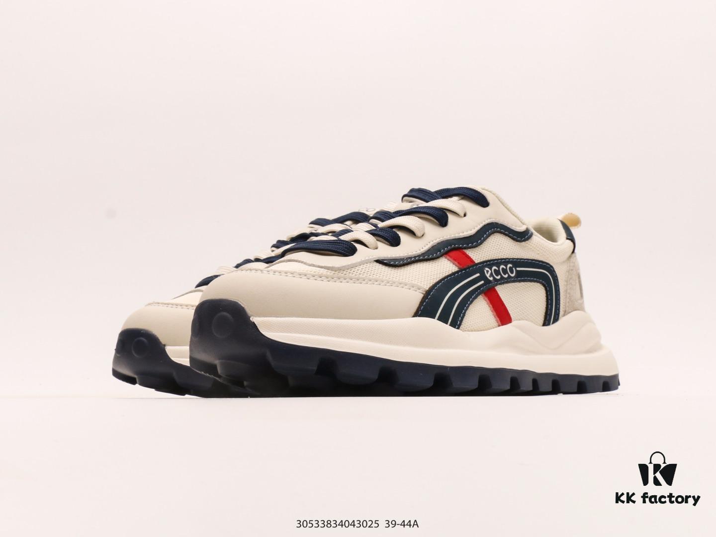 6930ed736e68136f4d9b354e Ecco Men's Casual Retro Running Shoes, Multi-Season Sneakers with Leather and Mesh Upper, Stylish Wafer Sole Design for Comfortable Wear