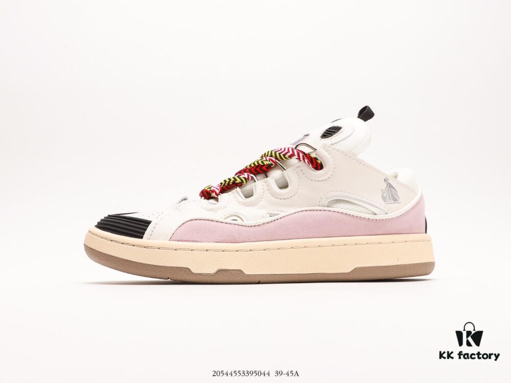 LANVIN Latest Runway Style CLAY Series Unisex Casual Sneakers, Premium Imported Leather and Suede with Breathable Space Fabric Lining, Dual-Color Rubber Sole