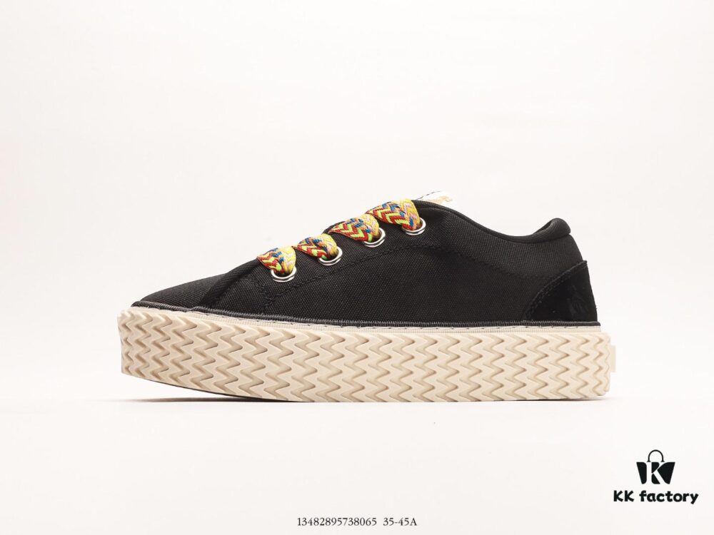 Lanvin Cotton Canvas Curbies Low-Top Sneakers, Street Attendant Collection, Retro Style Casual Sports Shoes with Wide Laces