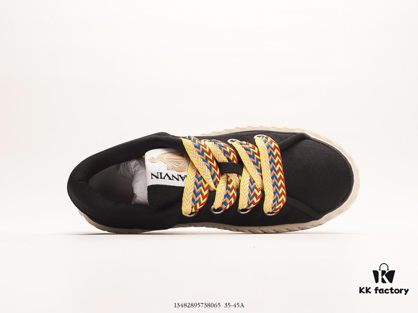 6930ee086e68136f4d9b3645 Lanvin Cotton Canvas Curbies Low-Top Sneakers, Street Attendant Collection, Retro Style Casual Sports Shoes with Wide Laces