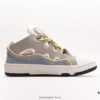 6930ee156e68136f4d9b365b Lanvin Leather Curb Sneakers Bread Shoes Inspired by 90s Athletic Footwear, Made from Calfskin, Suede, and Mesh Fabric, Original Mold Hardware Buckle, Authentic Dual-Color TPU Outsole