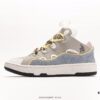 6930ee156e68136f4d9b365d Lanvin Leather Curb Sneakers Bread Shoes Inspired by 90s Athletic Footwear, Made from Calfskin, Suede, and Mesh Fabric, Original Mold Hardware Buckle, Authentic Dual-Color TPU Outsole