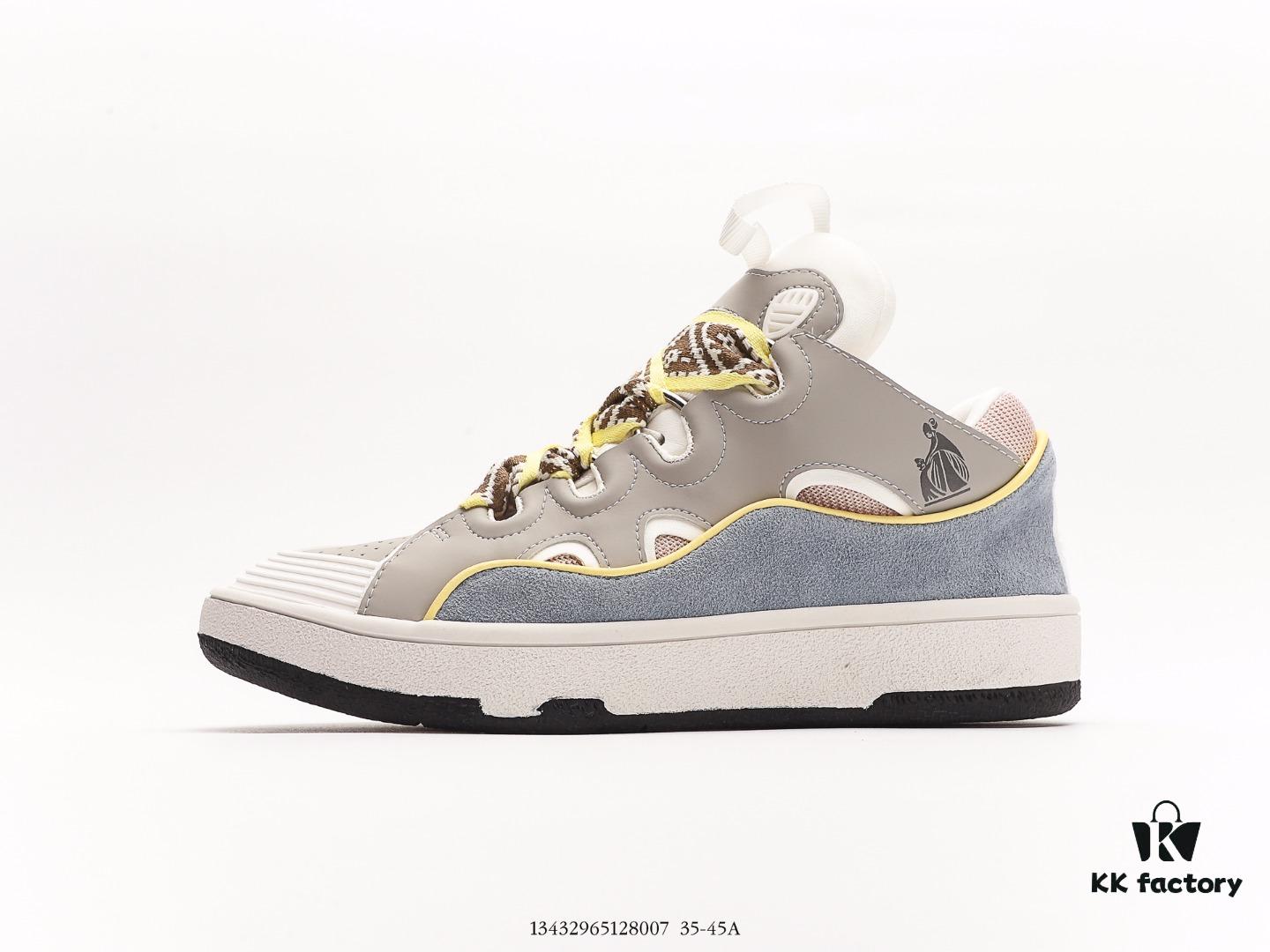 6930ee156e68136f4d9b365d Lanvin Leather Curb Sneakers Bread Shoes Inspired by 90s Athletic Footwear, Made from Calfskin, Suede, and Mesh Fabric, Original Mold Hardware Buckle, Authentic Dual-Color TPU Outsole