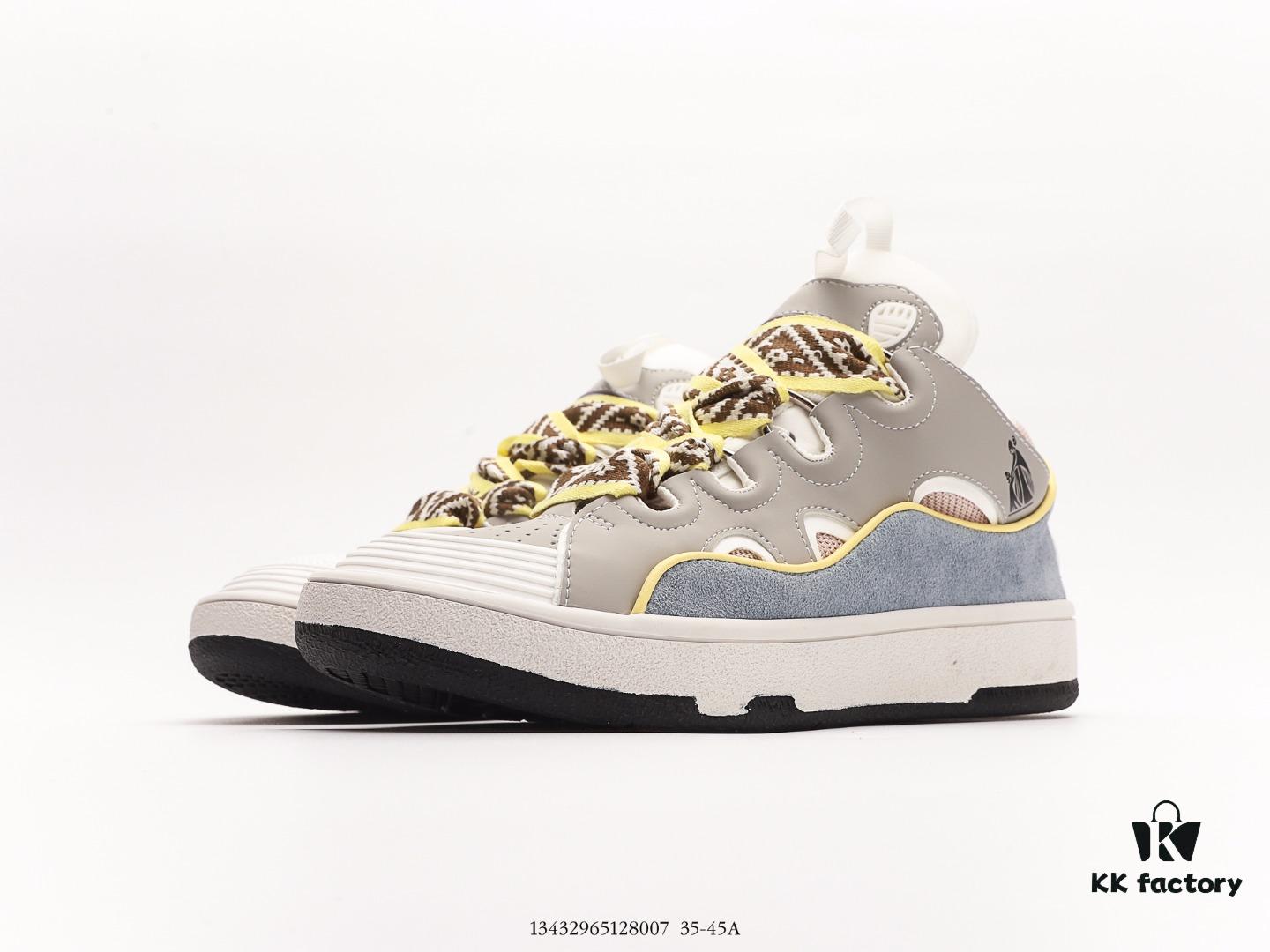 6930ee176e68136f4d9b3660 Lanvin Leather Curb Sneakers Bread Shoes Inspired by 90s Athletic Footwear, Made from Calfskin, Suede, and Mesh Fabric, Original Mold Hardware Buckle, Authentic Dual-Color TPU Outsole