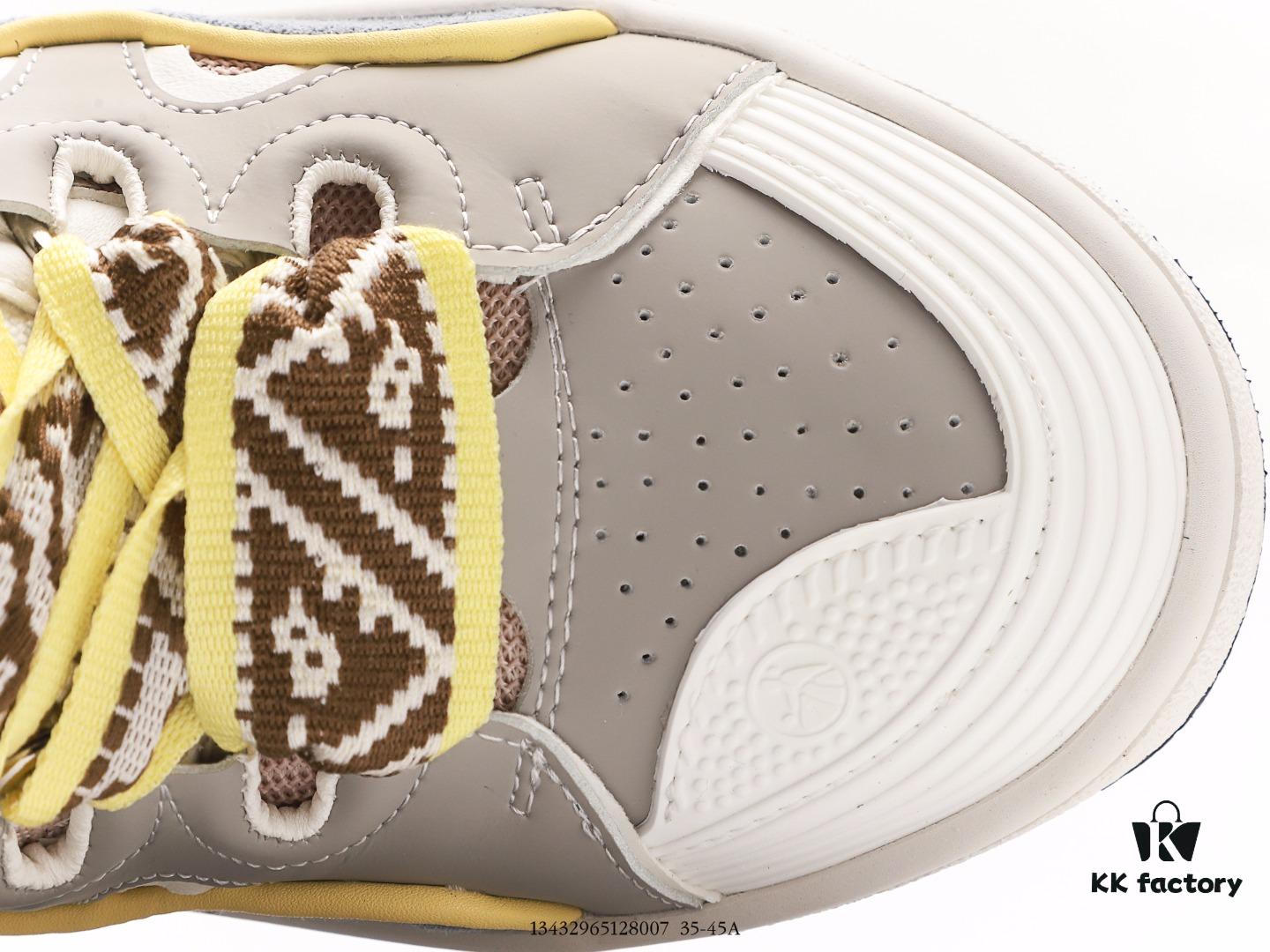 6930ee1b6e68136f4d9b3664 Lanvin Leather Curb Sneakers Bread Shoes Inspired by 90s Athletic Footwear, Made from Calfskin, Suede, and Mesh Fabric, Original Mold Hardware Buckle, Authentic Dual-Color TPU Outsole