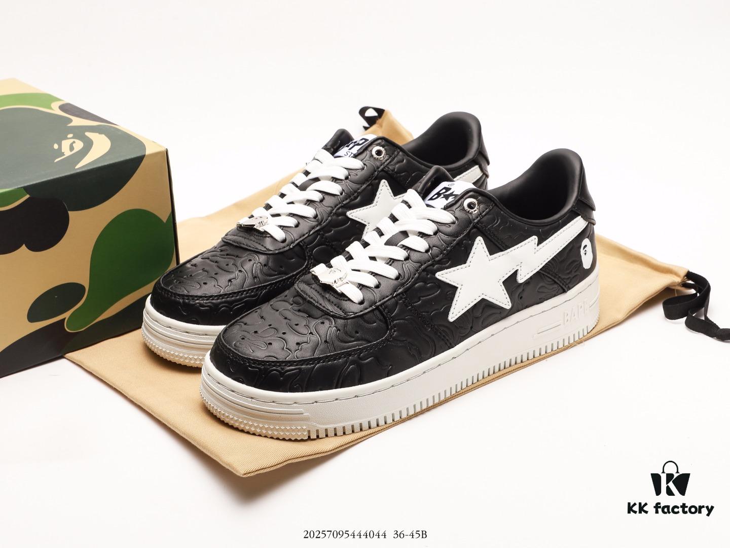 6930ee886e68136f4d9b371c Ape Head Bape Sta Tokyo Embossed Black and White, Trendsetting Nigo Brand, Classic Ape Head Skate Unisex Casual Sports Sneakers, Classic Ape Head Design, Authentic Silhouette, Seaglass Insole, Full-Length Air Cushion Inside, Premium Complete Packaging Including Custom Ape Logo Dust Bag, Ape Logo Card, Shock-Resistant Drawer Shoe Box