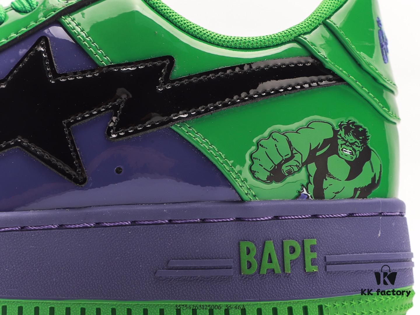 APESTA Low Marvel x BapeSTA Collaboration Fashion Sneakers with Classic Ape Head Design, Full Original Version, Sea Glass Insole, Full-Length Air Cushion, Exclusive Transparent Shoe Box and Matching Shopping Bag