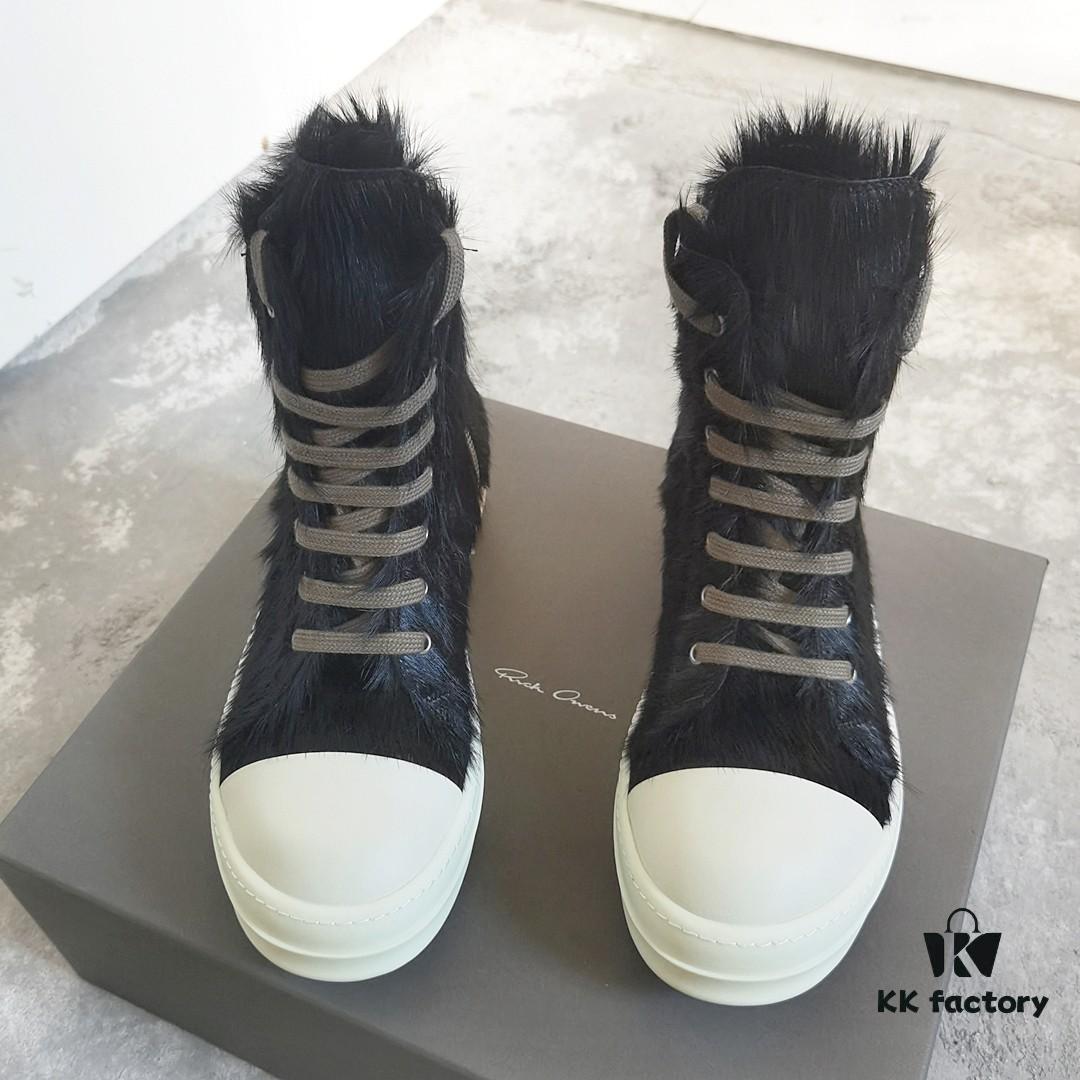 6930efa66e68136f4d9b38c2 Rick Owens Horsehair High-top Lace-up Shoes