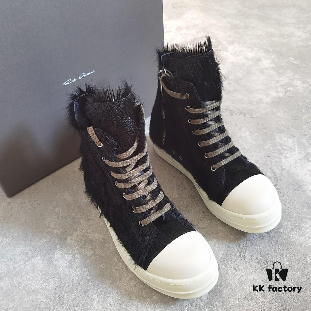 6930efa66e68136f4d9b38c3 Rick Owens Horsehair High-top Lace-up Shoes