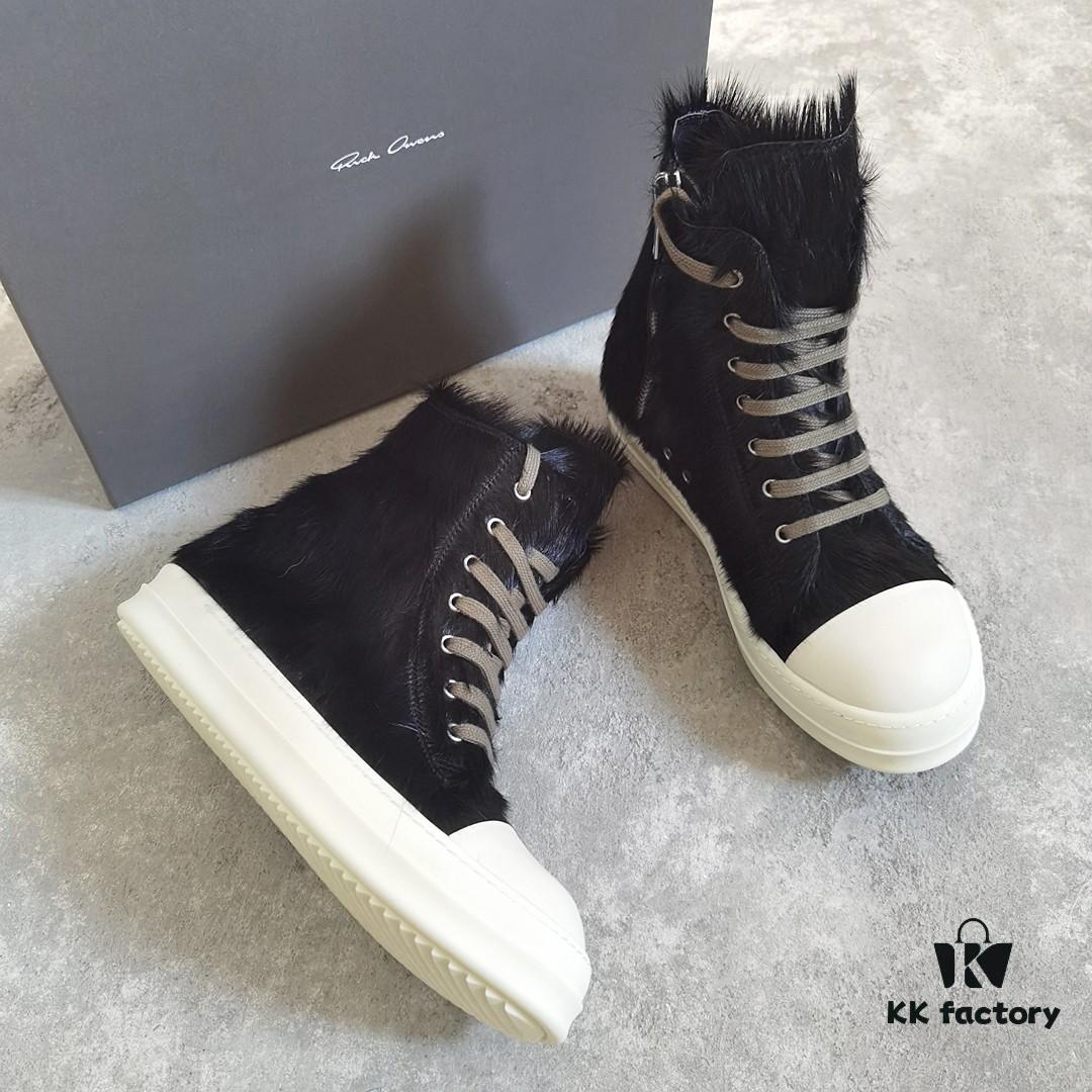 6930efa76e68136f4d9b38c4 Rick Owens Horsehair High-top Lace-up Shoes