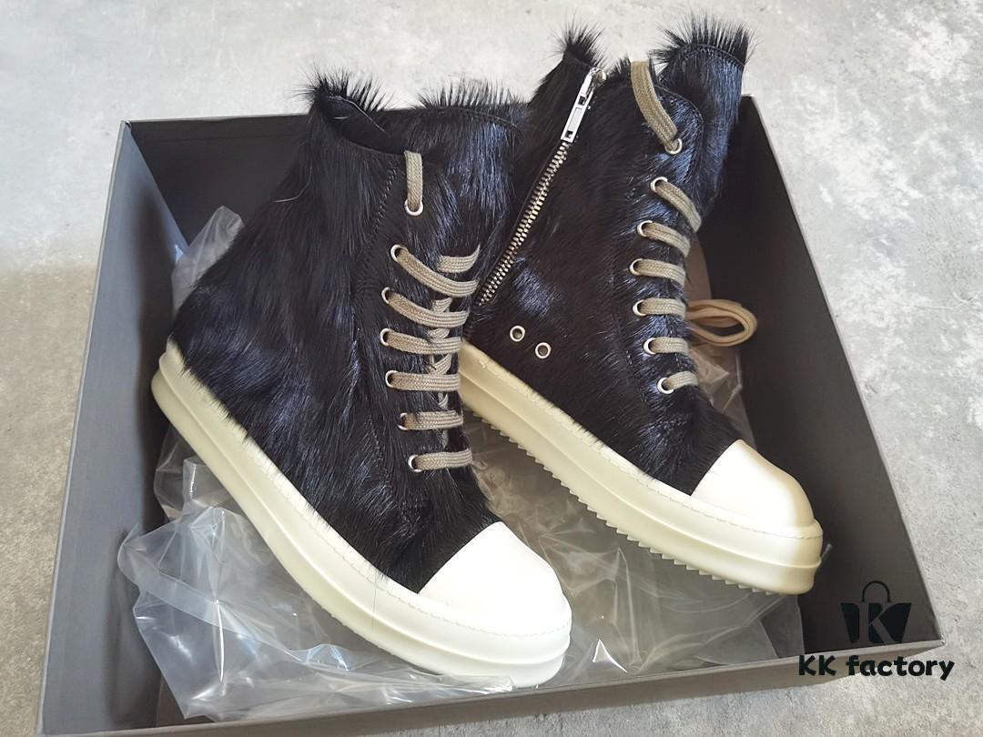 6930efa76e68136f4d9b38c5 Rick Owens Horsehair High-top Lace-up Shoes