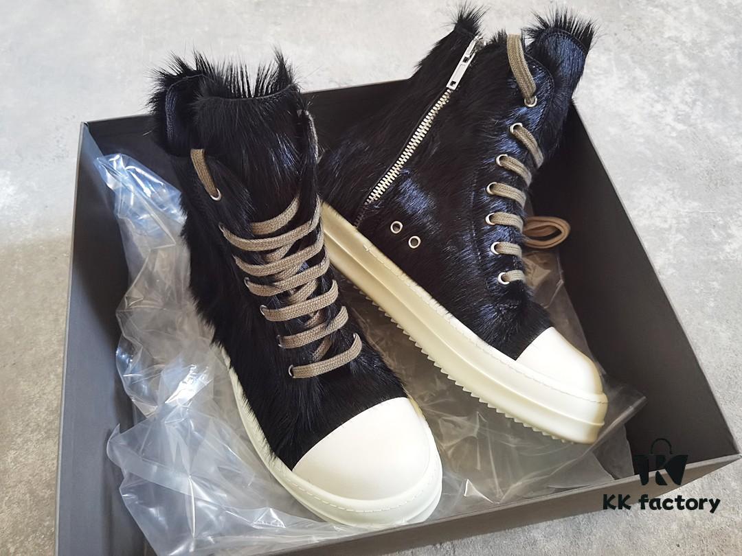 6930efa86e68136f4d9b38c6 Rick Owens Horsehair High-top Lace-up Shoes