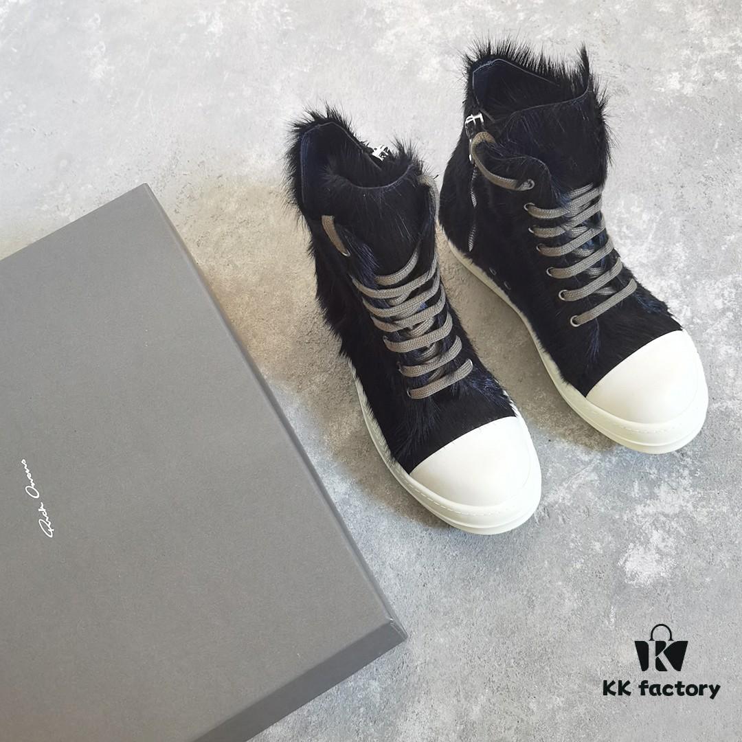 6930efa96e68136f4d9b38c7 Rick Owens Horsehair High-top Lace-up Shoes