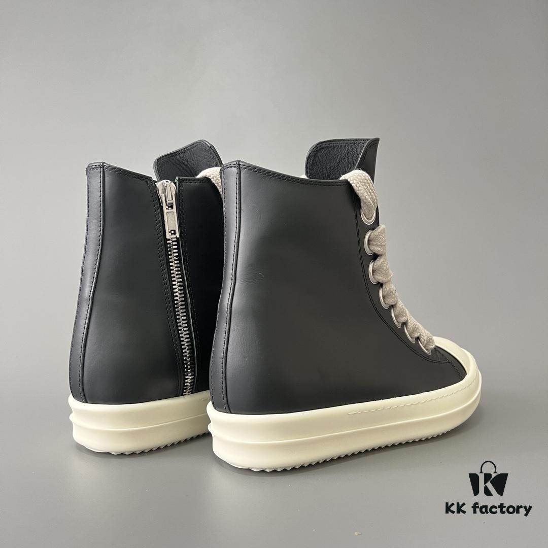 6930efad6e68136f4d9b38cf Rick Owens 2022 New Arrival Chunky Lace Series - Mainline Black High-Top Leather Lace-Up Shoes