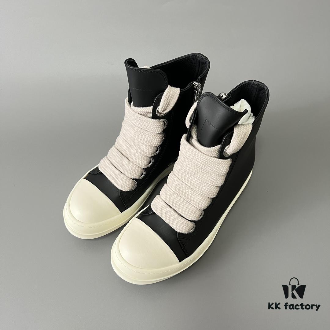 6930efaf6e68136f4d9b38d1 Rick Owens 2022 New Arrival Chunky Lace Series - Mainline Black High-Top Leather Lace-Up Shoes