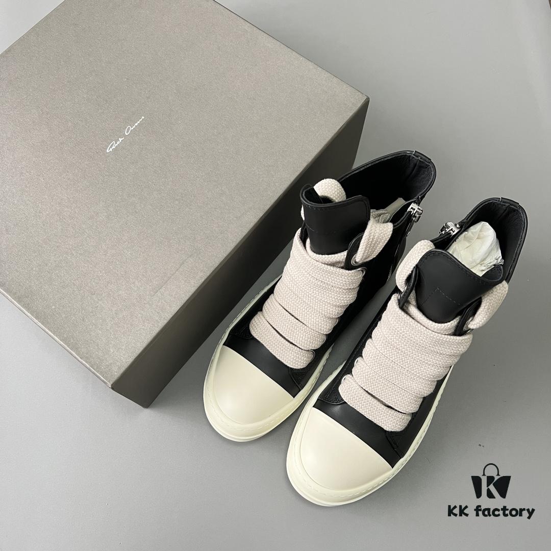 6930efb06e68136f4d9b38d2 Rick Owens 2022 New Arrival Chunky Lace Series - Mainline Black High-Top Leather Lace-Up Shoes