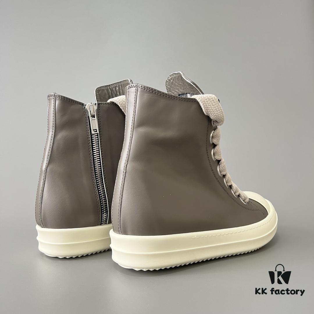 Rick Owens 2022 New Chunky Lace Series - Mainline Gray High-Top Leather Lace-Up Shoes