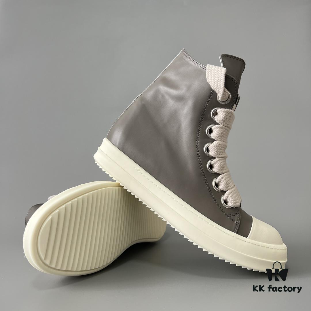 Rick Owens 2022 New Chunky Lace Series - Mainline Gray High-Top Leather Lace-Up Shoes