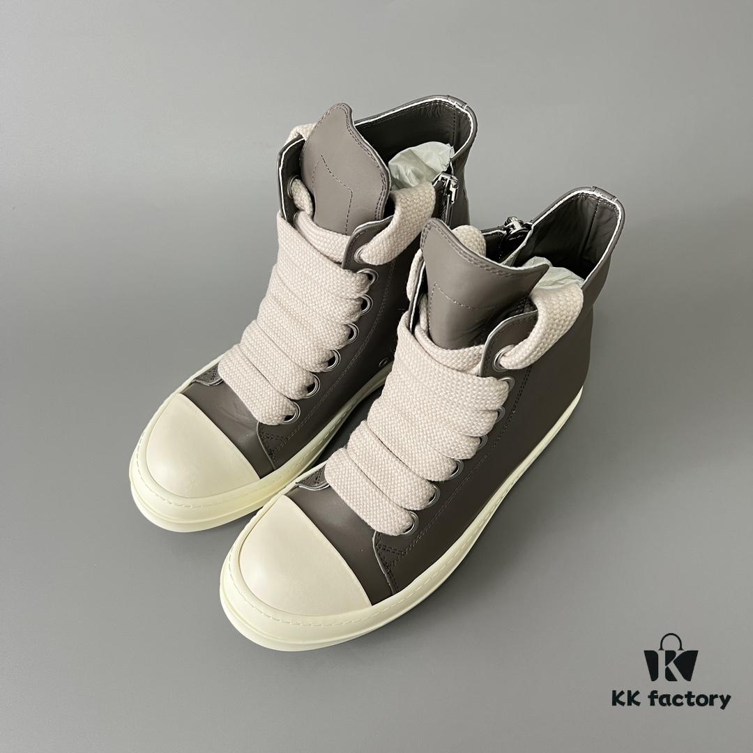 Rick Owens 2022 New Chunky Lace Series - Mainline Gray High-Top Leather Lace-Up Shoes