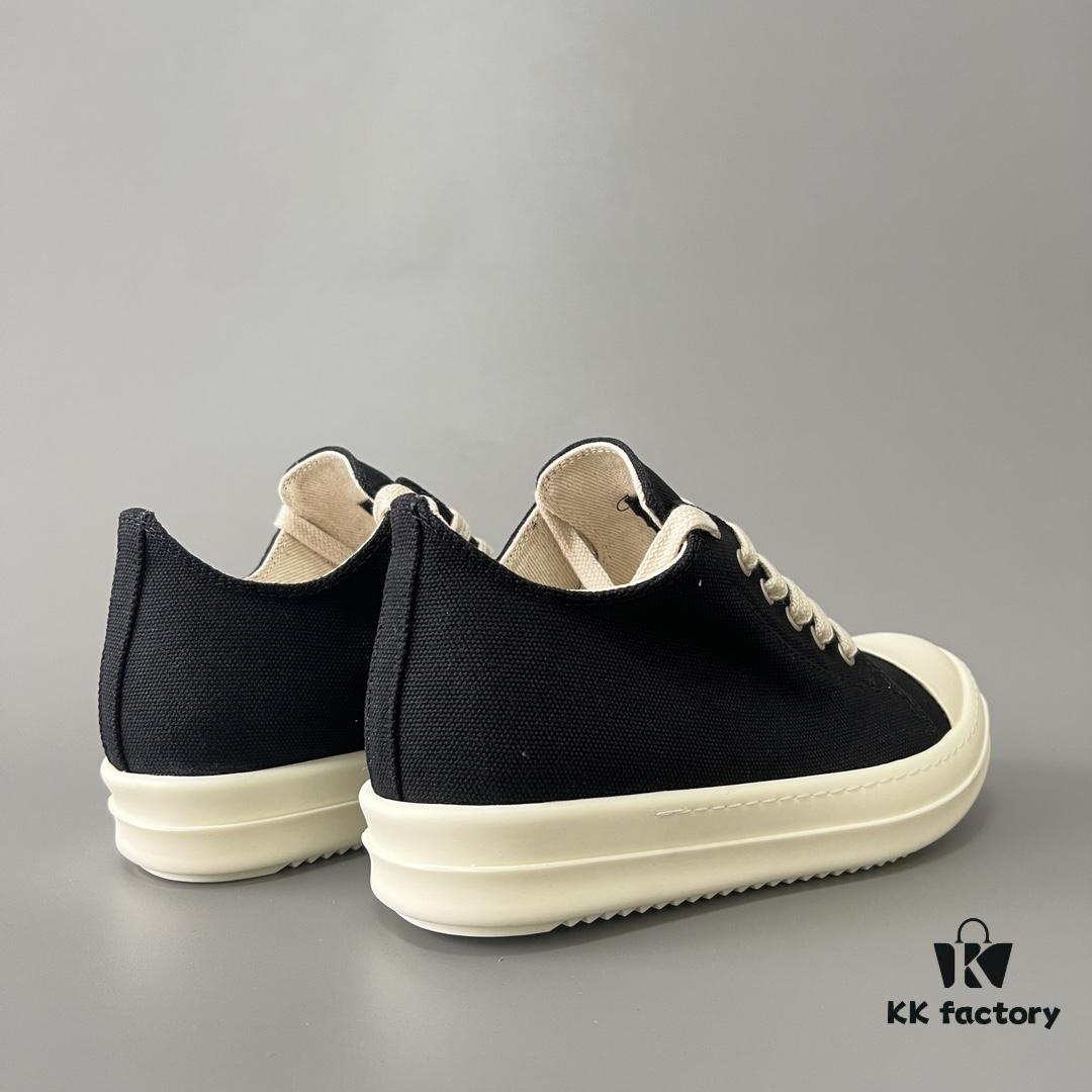 6930efc46e68136f4d9b38ee Rick Owens DRKSHDW Classic Canvas Low-top Lace-up Sneakers with White Tips